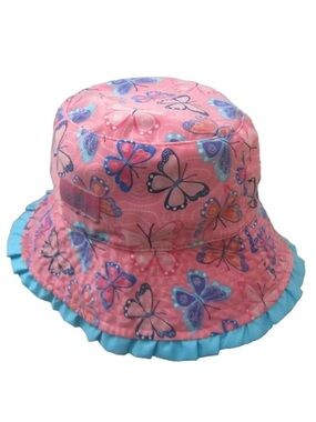 4/$25 UV Skinz Baby Reversible Bucket Sun Hat Blue and Pink Butterflies